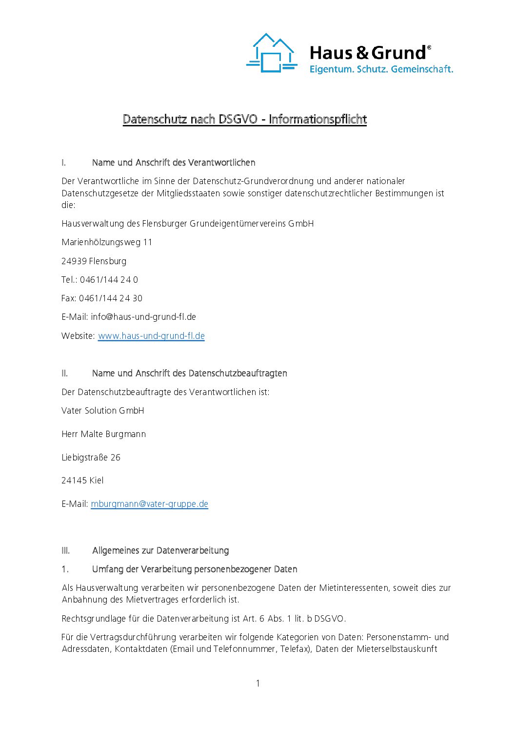 DSGVO Informationspflicht Mietinteressent 2018-06 | Haus ...